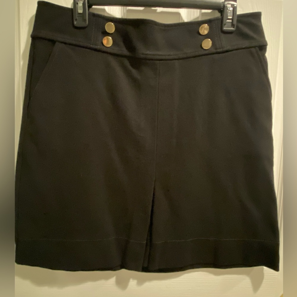 Heavyweight petite black skirt with gold buttons